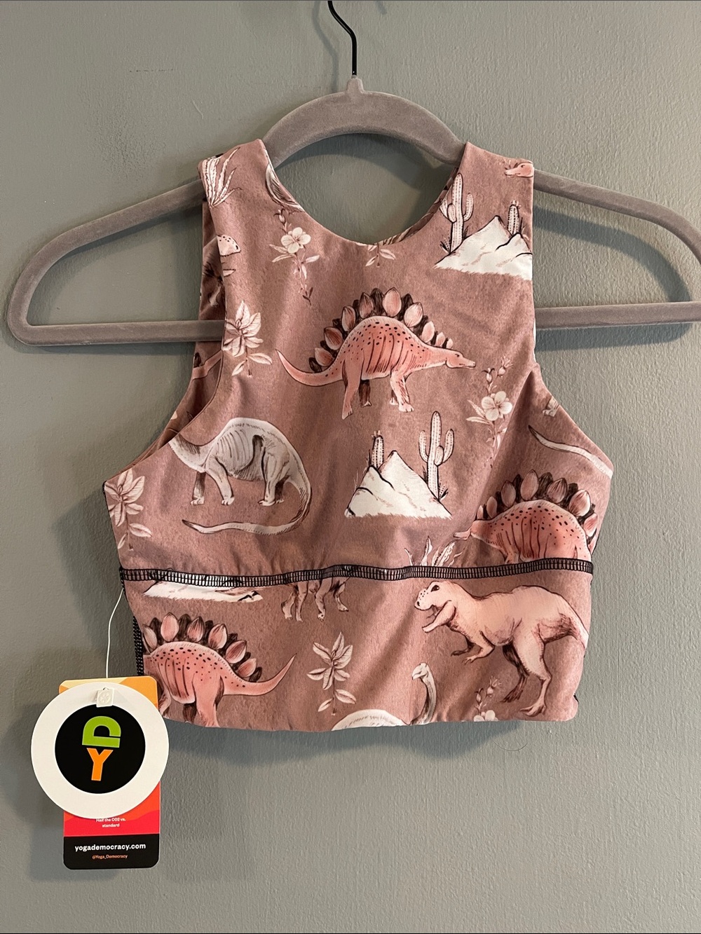 NWT Yoga Democracy Dinosaur Free Range Bra Size XS